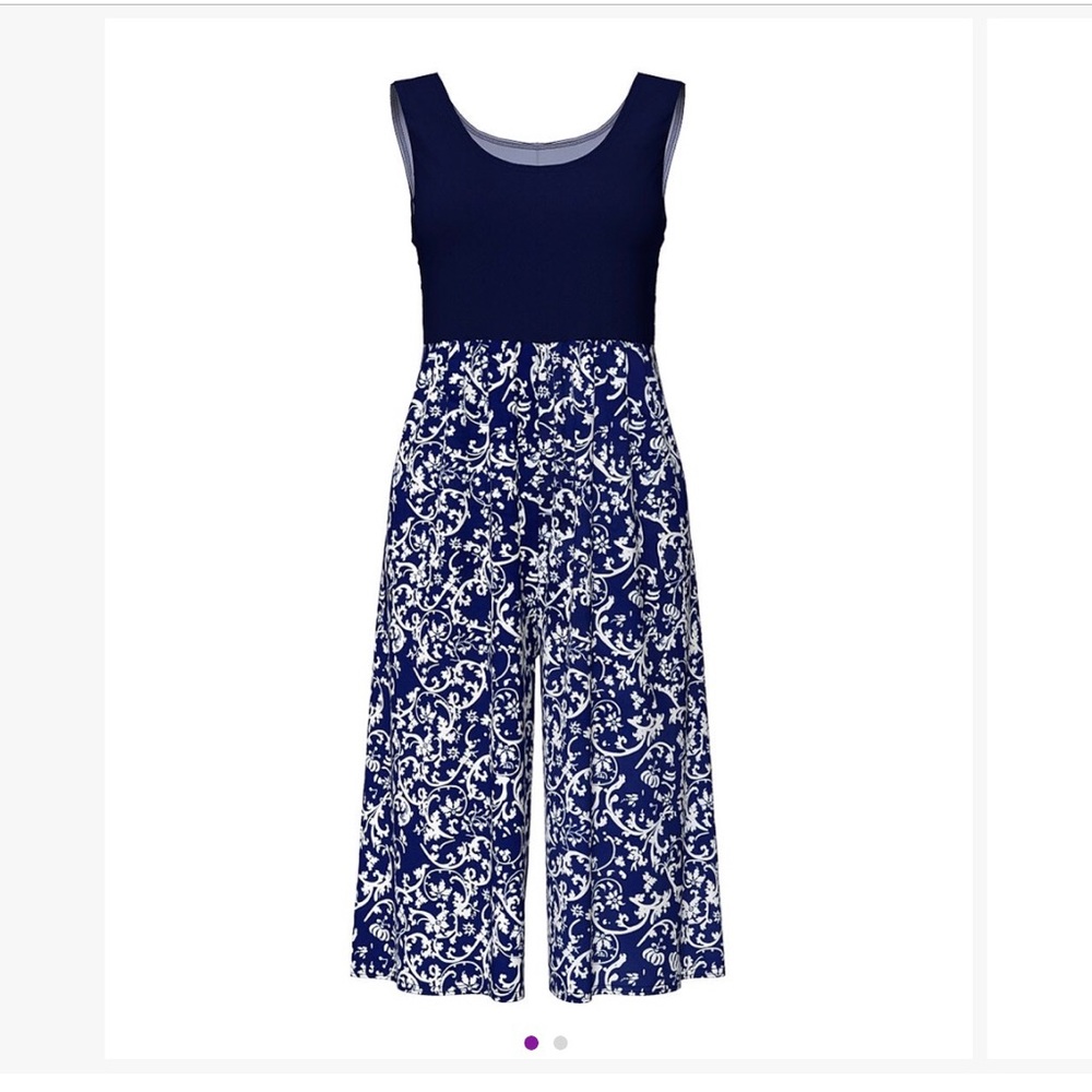 Sleeveless Damask Jumpsuit 1X